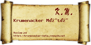 Krumenacker Máté névjegykártya